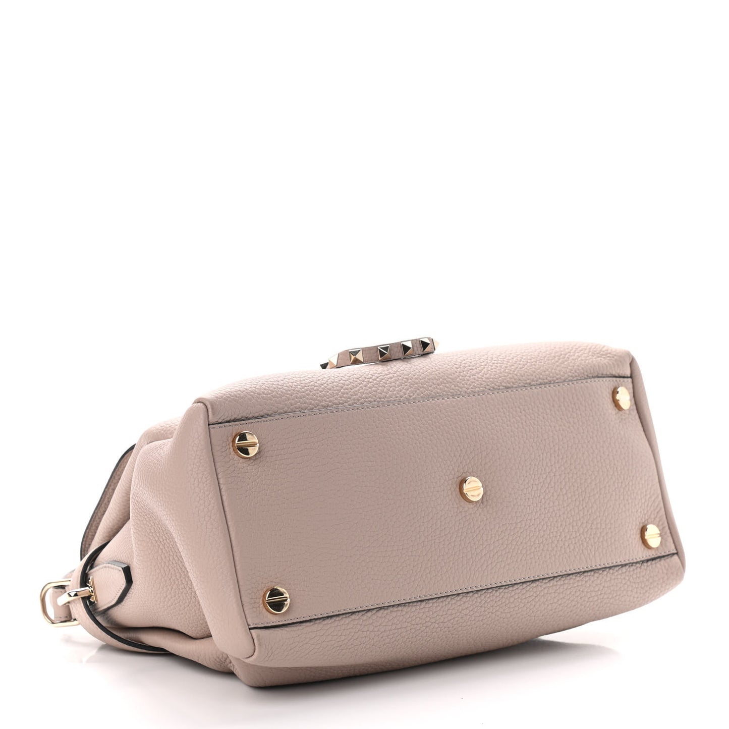 Pebbled Calfskin Rockstud Twiny Top Handle Bag Poudre