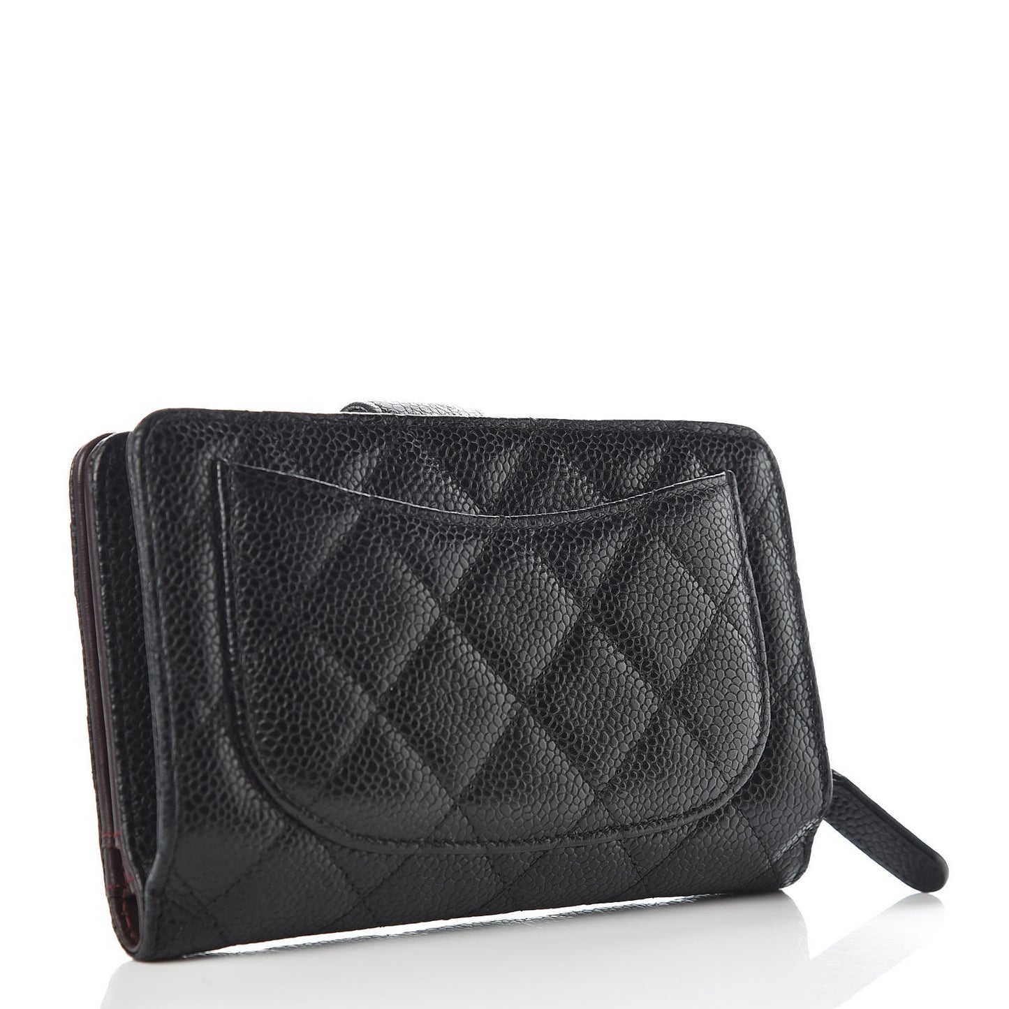 Caviar Quilted Zipped Pocket Wallet Black