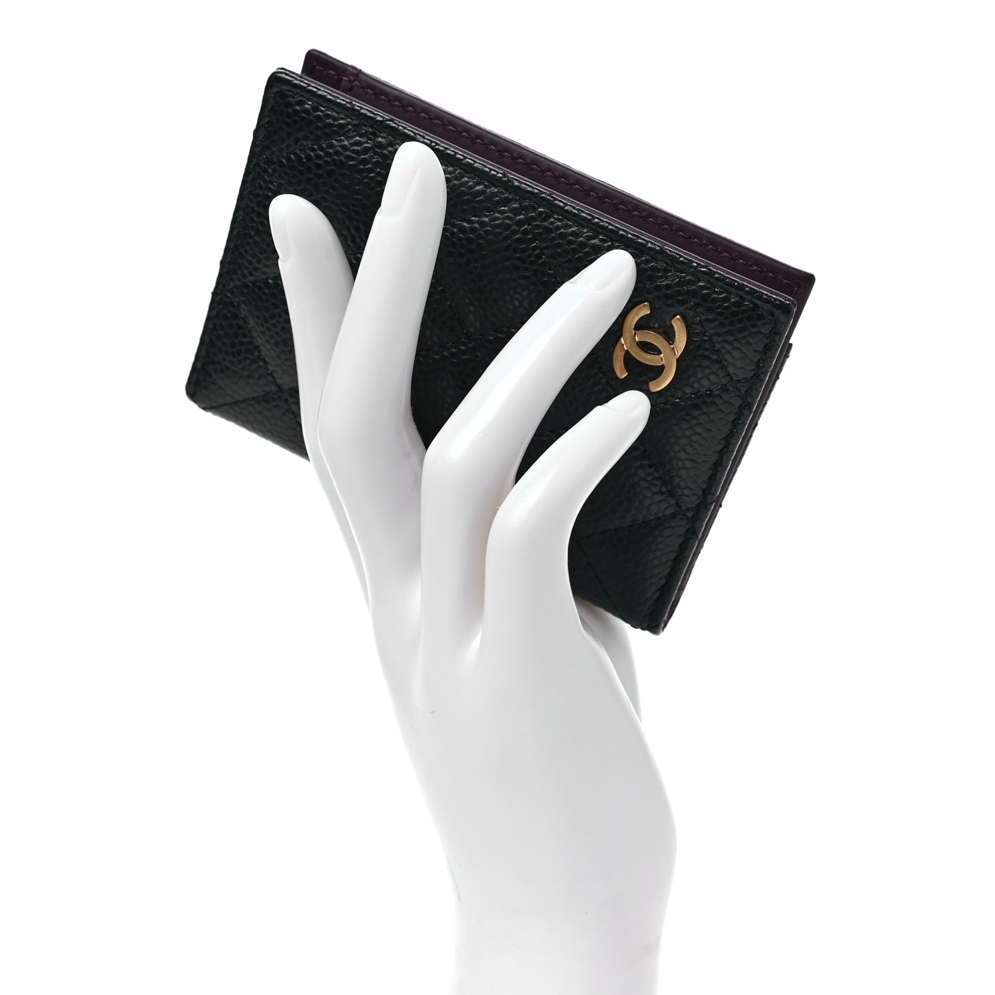 Caviar Quilted Card Holder Wallet Black