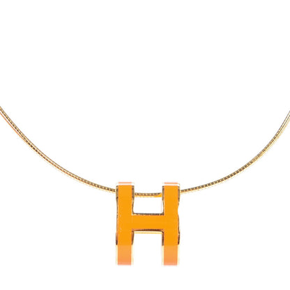Hermes Lacquered Gold Pop H Pendant Necklace Orange 3 of 6