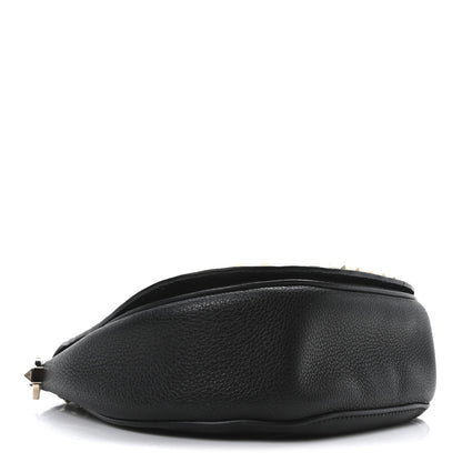 Valentino Garavani Pebbled Calfskin Rockstud Crossbody Saddle Bag Black 4 of 9