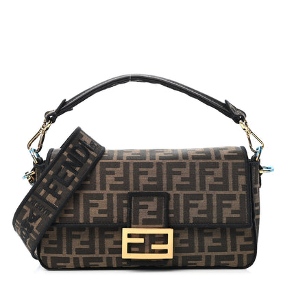 Fendi Fabric Jacquard FF 1974 Medium Baguette Tobacco Moro Black 1 of 8