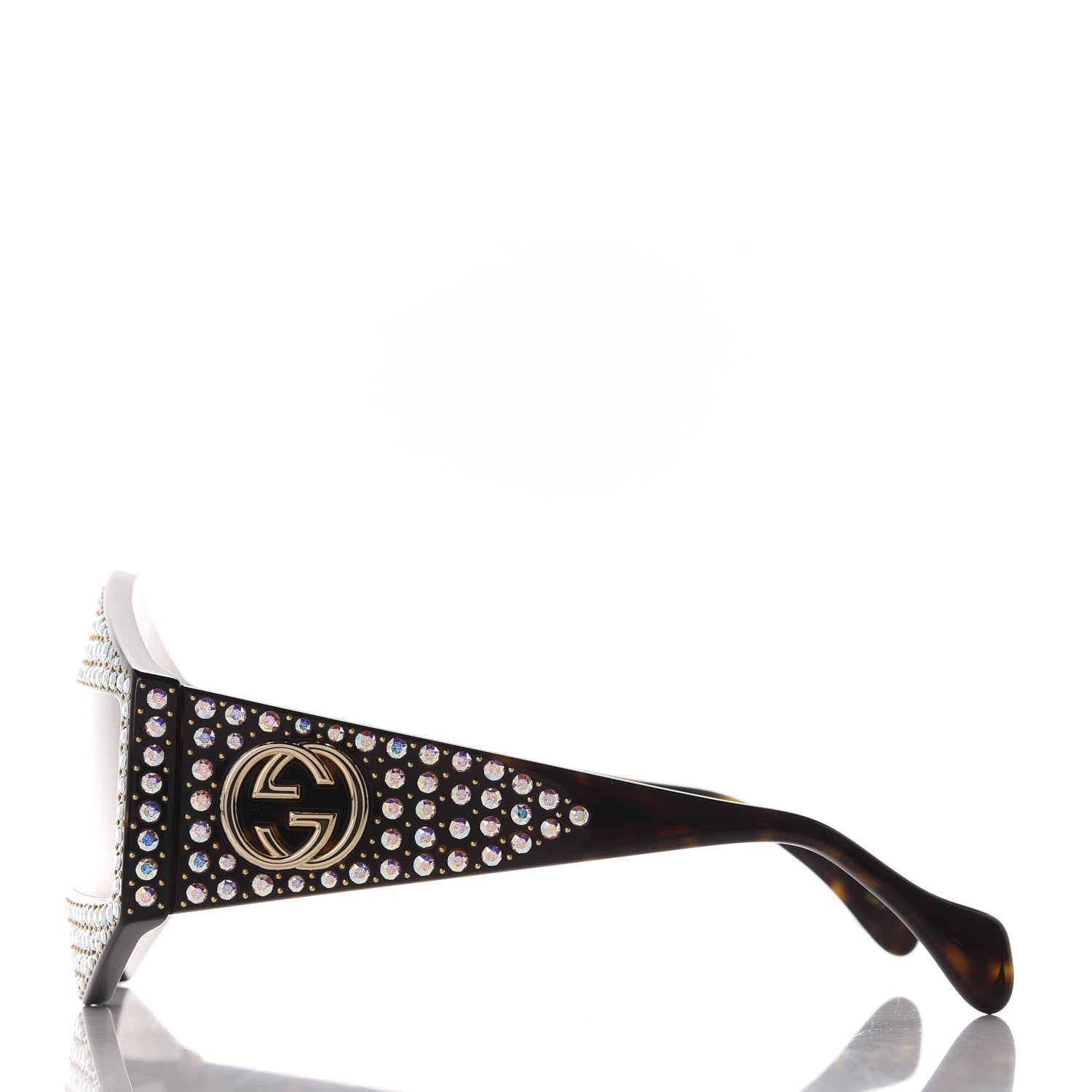 Gucci Crystal Rectangular Frame Sunglasses GG0357S Tortoiseshell 3 of 8