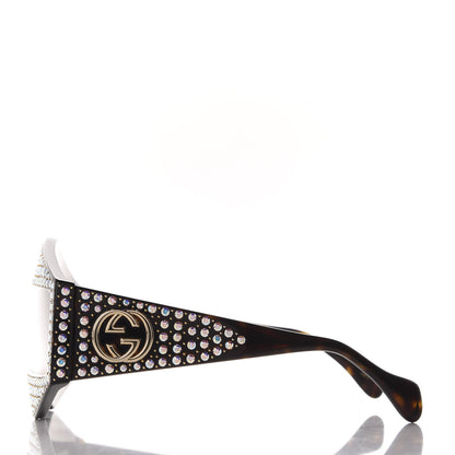 Gucci Crystal Rectangular Frame Sunglasses GG0357S Tortoiseshell 3 of 8