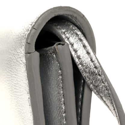 Saint Laurent Metallic Nappa Silk Fetiche Clutch Argento 11 of 11