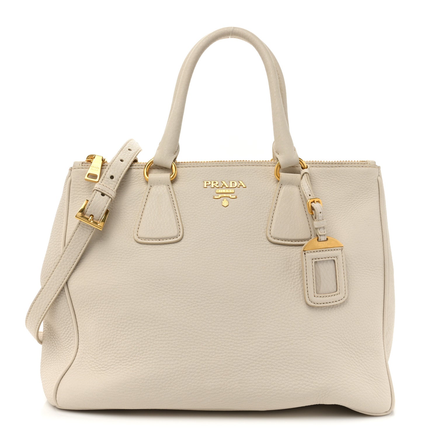 Prada Vitello Daino Large Double Zip Tote Talco 1 of 23
