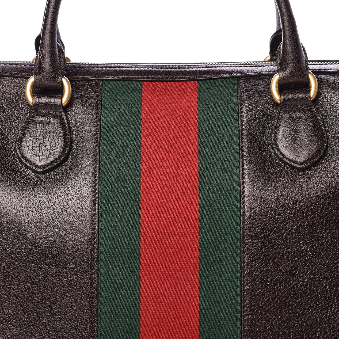 Calfskin Vintage Web Medium Satchel Dark Brown
