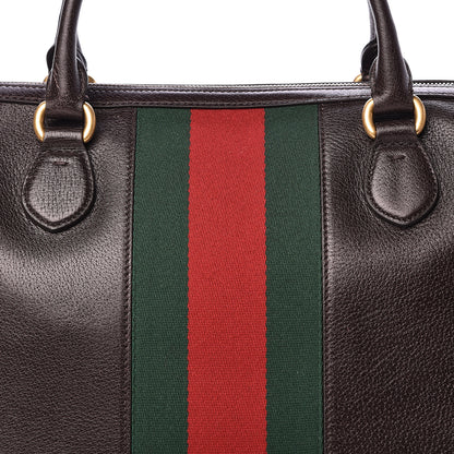 Gucci Calfskin Vintage Web Medium Satchel Dark Brown 8 of 15