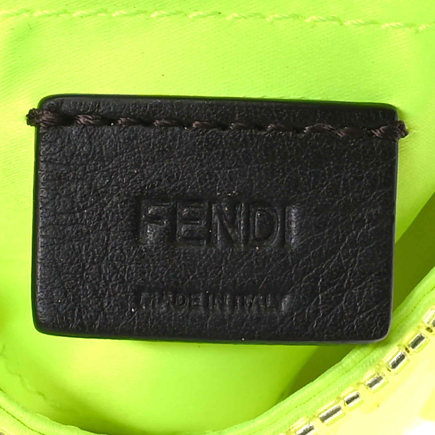 Fendi Transparent Paillettes Vitello King Nano Maxi Buckle Baguette Charm Yellow Fluo 6 of 11