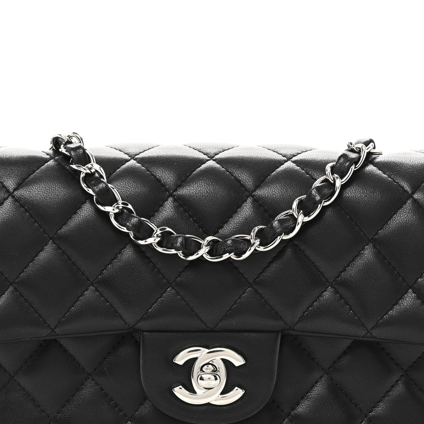 Lambskin Quilted Mini Rectangular Flap Black