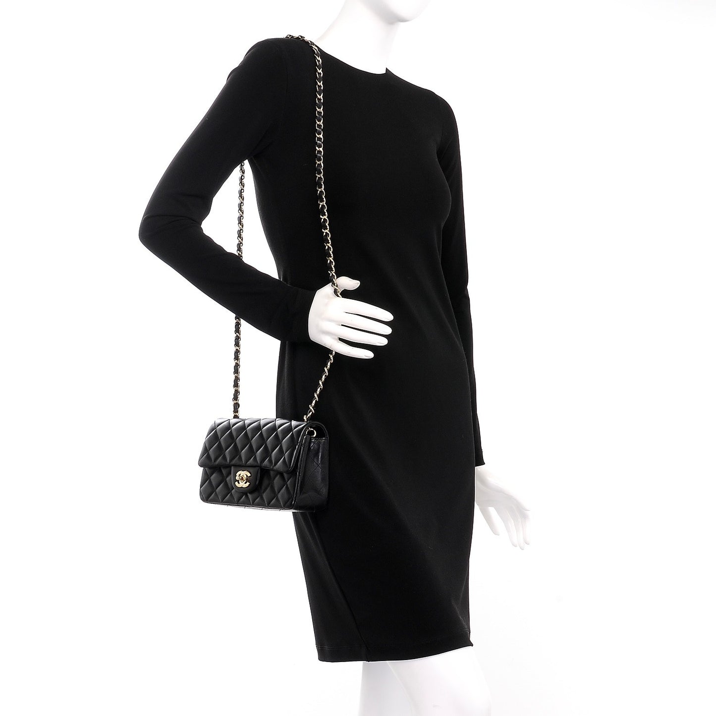 Lambskin Quilted Mini Rectangular Flap Black