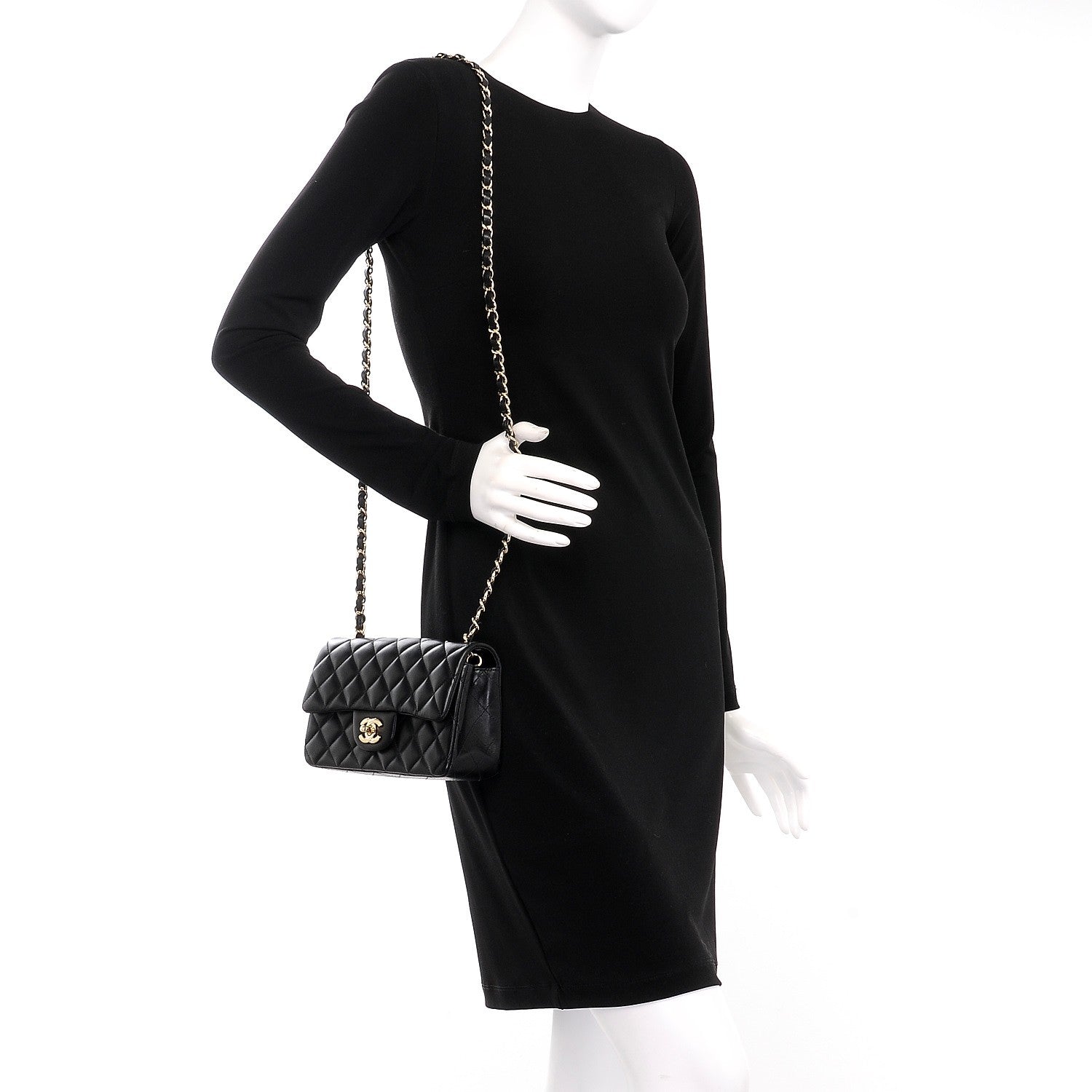 Chanel Lambskin Quilted Mini Rectangular Flap Black 2 of 8