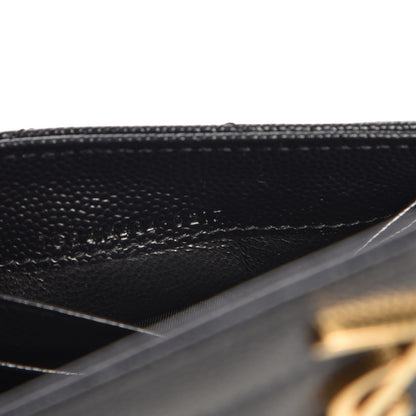 Saint Laurent Grain De Poudre Matelasse Chevron Small Monogram Envelope Wallet Black 8 of 9