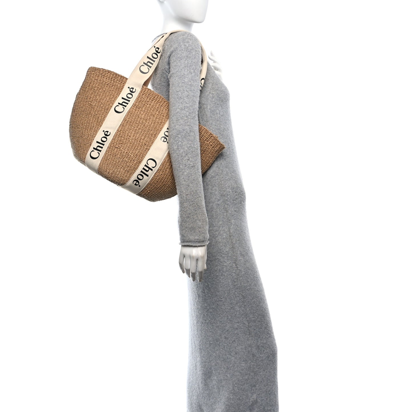 Raffia Large Woody Tote White