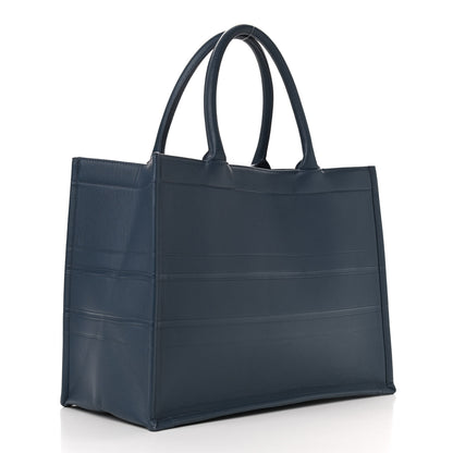Christian Dior Calfskin Embossed Medium Book Tote Blue 3 of 10