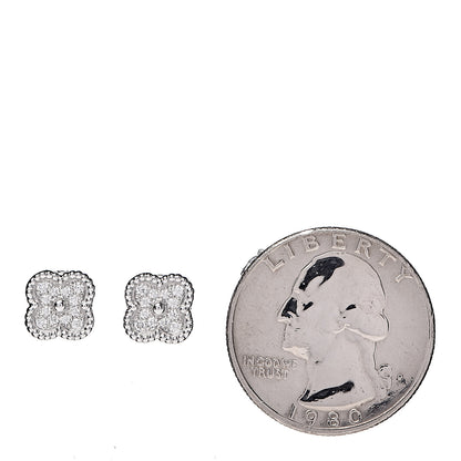 Van Cleef & Arpels 18K White Gold Diamond Sweet Alhambra Earrings 2 of 5