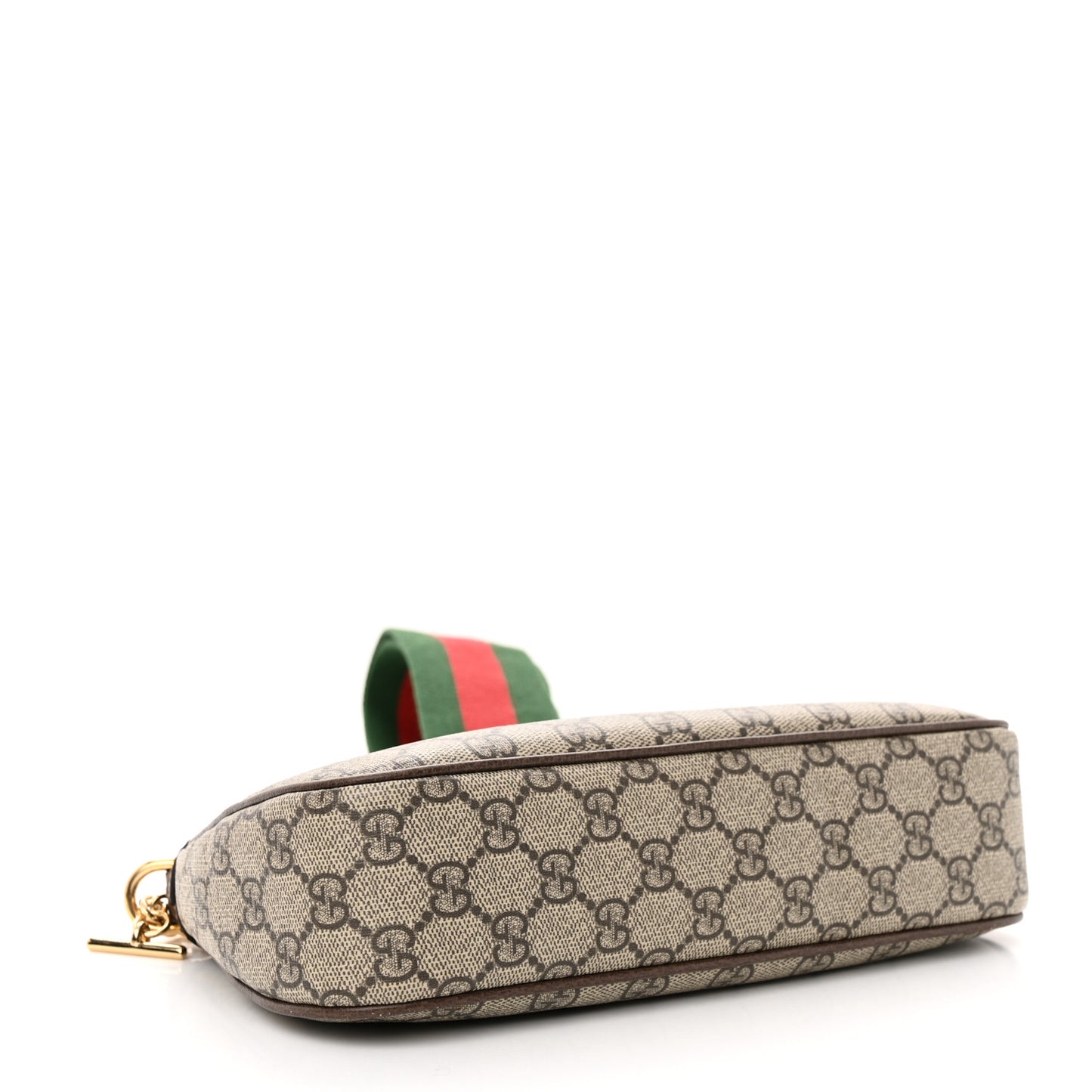 GG Supreme Monogram Textured Dollar Calfskin Web Small Ophidia GG Handbag Beige Ebony New Acero