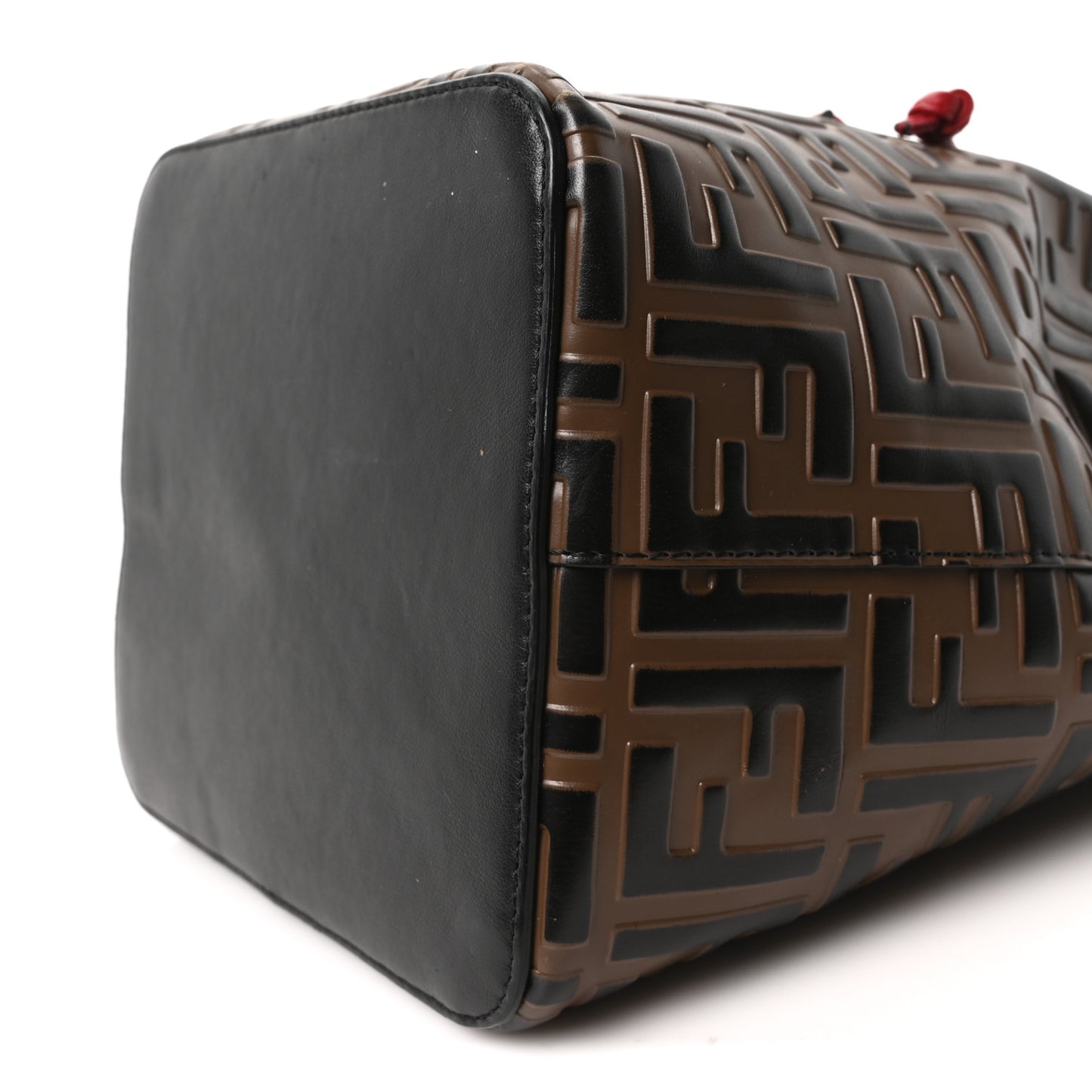 Vitello Grace F is Fendi Bi-Color FF 1974 Embossed Grande Mon Tresor Bucket Bag Maya Black Fragola