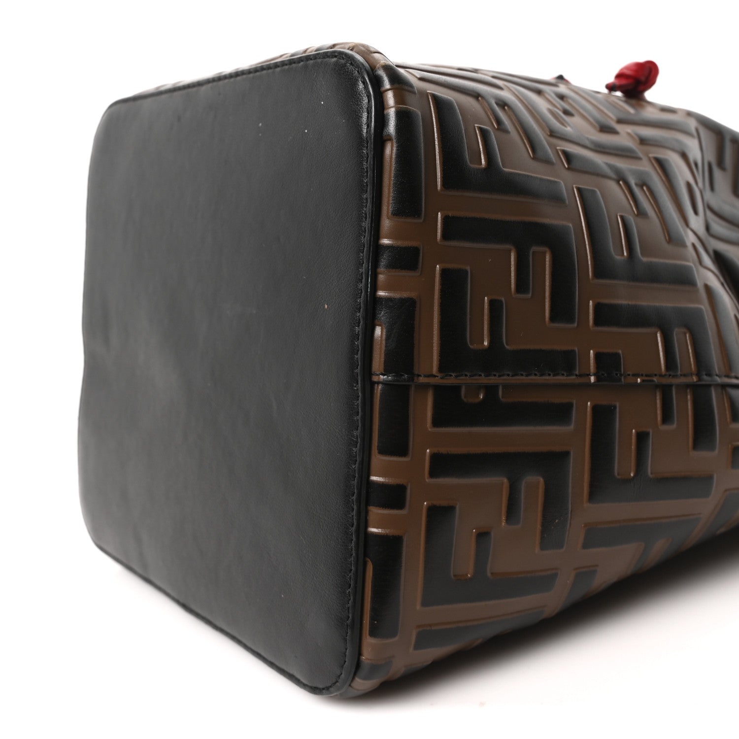 Fendi Vitello Grace F is Fendi Bi-Color FF 1974 Embossed Grande Mon Tresor Bucket Bag Maya Black Fragola 10 of 10