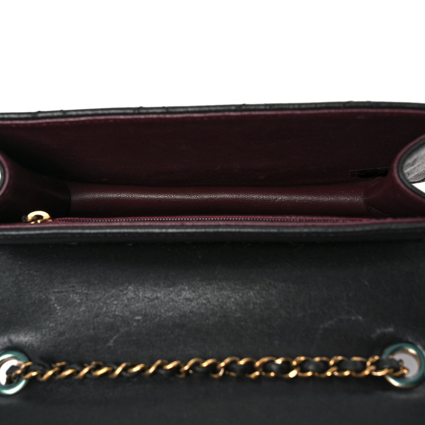 Sheepskin Quilted Mini Beauty Lock Flap Black