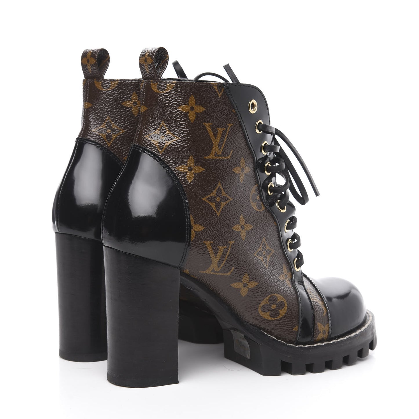 Patent Calfskin Monogram Star Trail Ankle Boots 37.5 Black