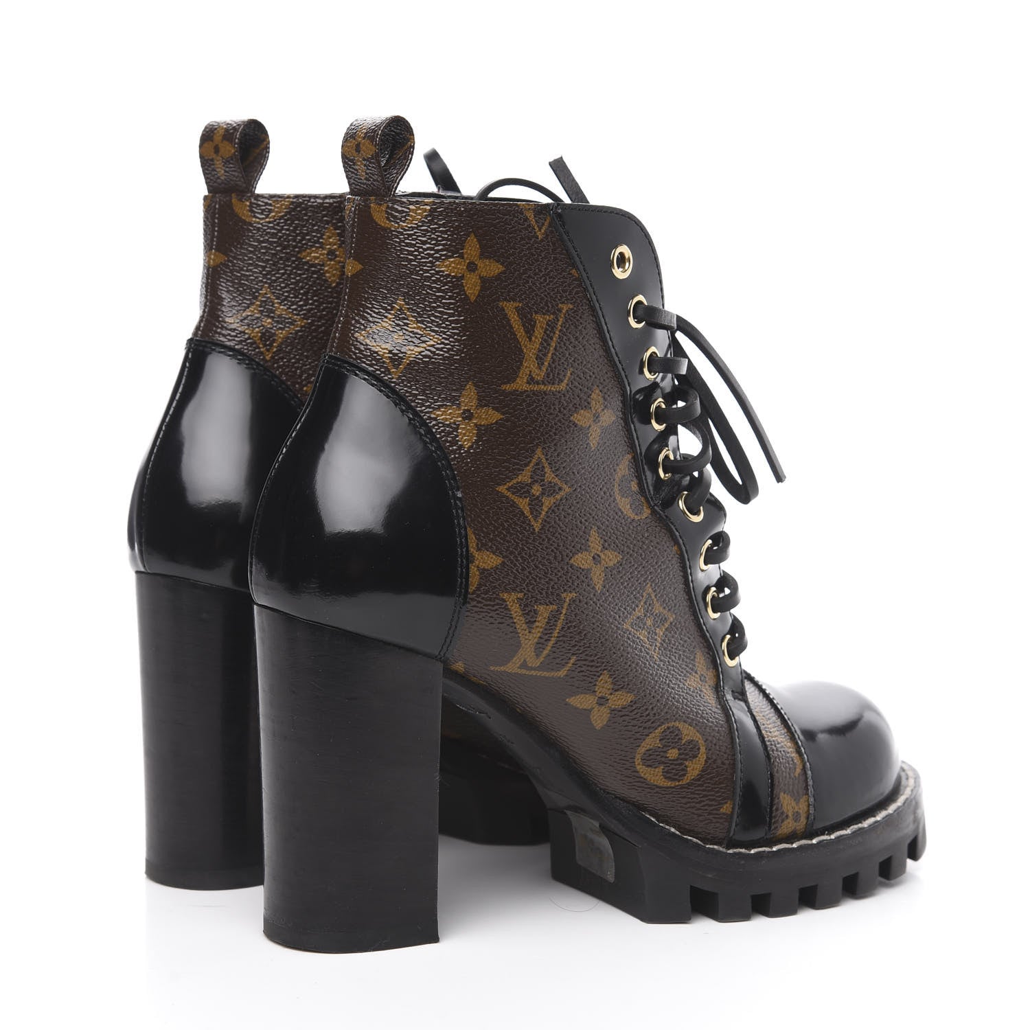 Louis Vuitton Patent Calfskin Monogram Star Trail Ankle Boots 37.5 Black 4 of 10