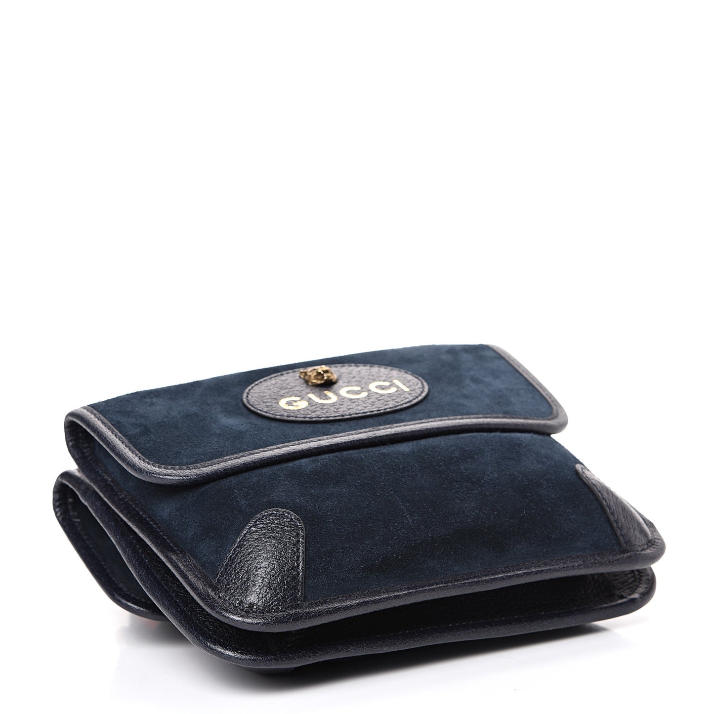 Suede Web Small Neo Vintage Double Flap Messenger Bag Blue