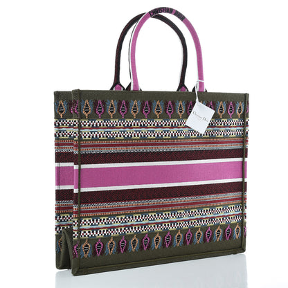 Christian Dior Canvas Embroidered Book Tote Olive Multicolor 3 of 8