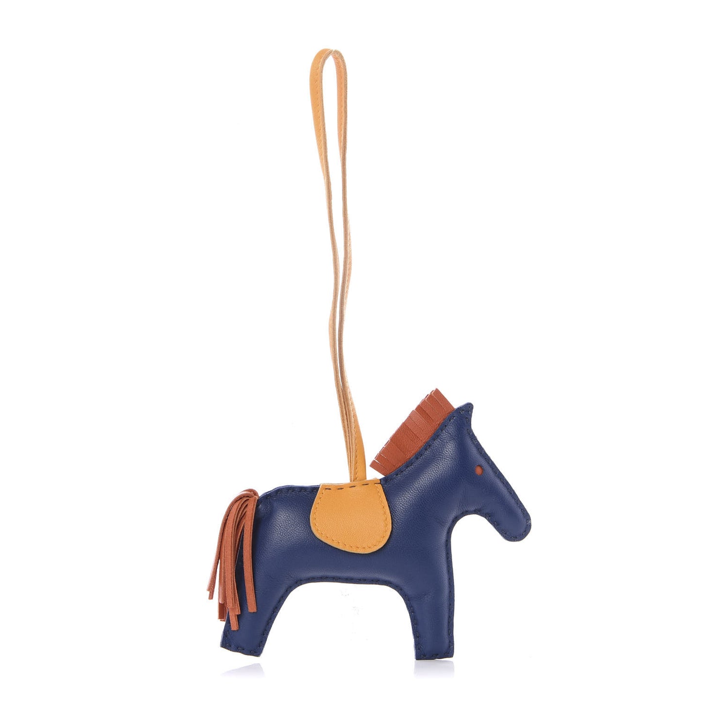 Milo Lambskin Grigri Rodeo Horse Bag Charm MM Bleu de Malte Cornaline Jaune D'Or