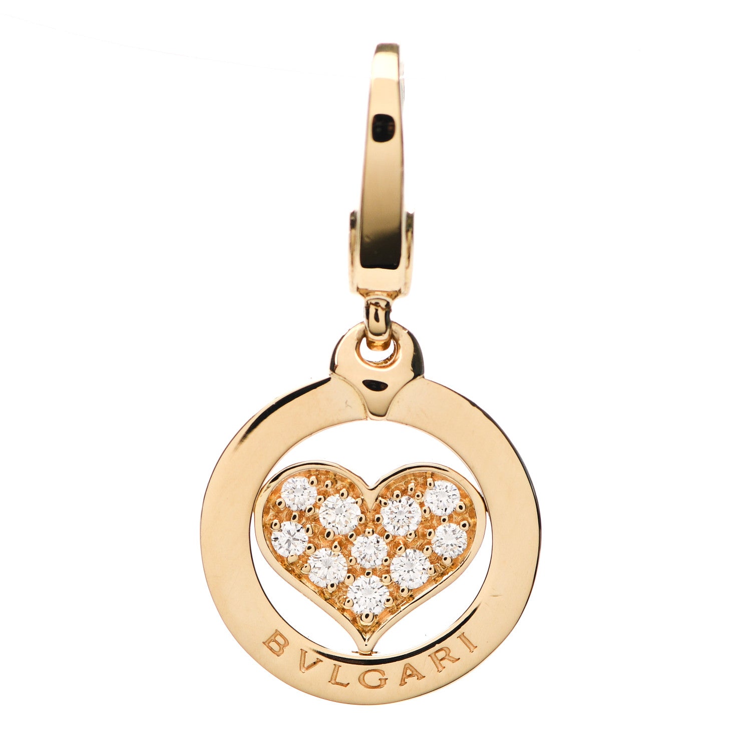 Bulgari 18K Yellow Gold Diamond Tondo Heart Charm 1 of 3