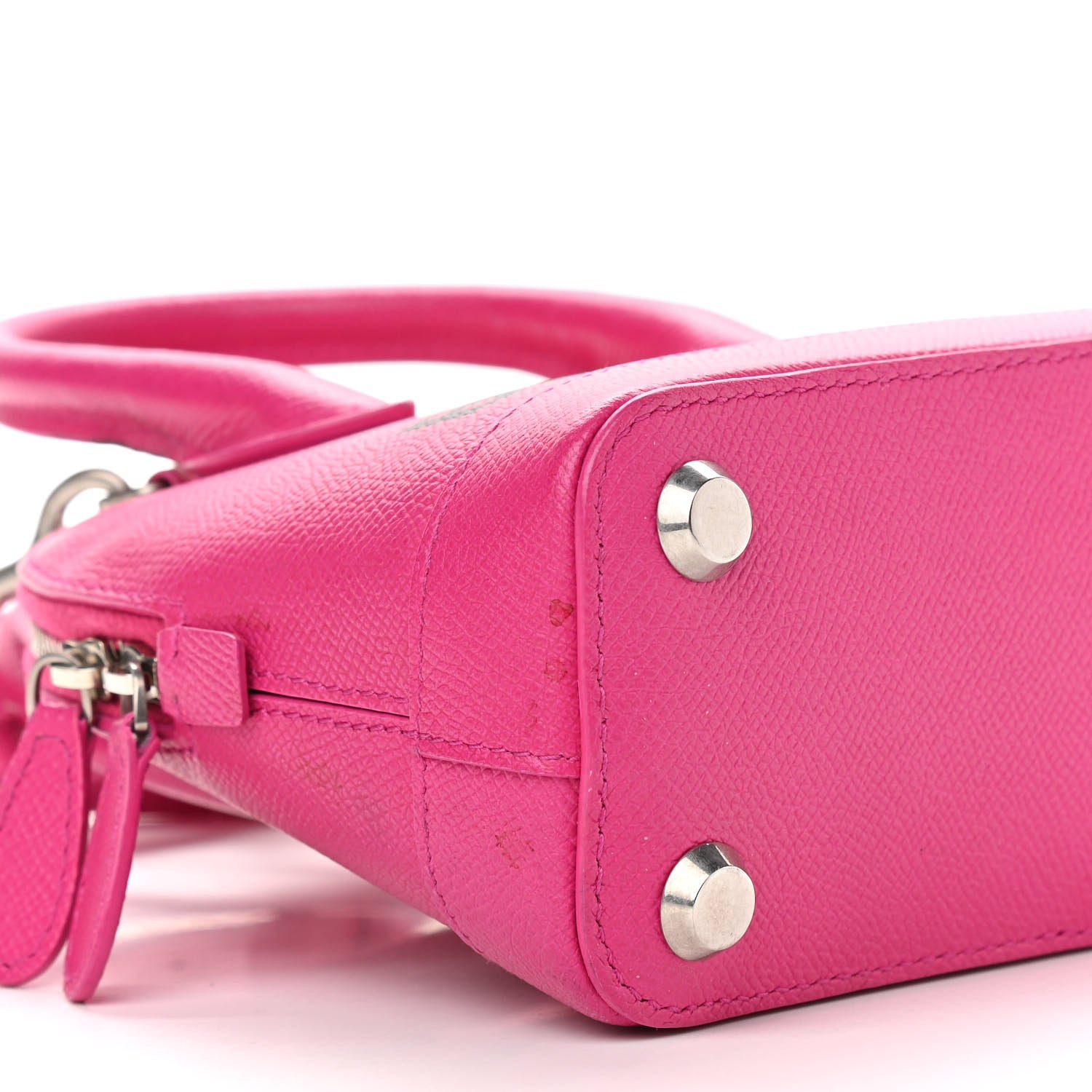 Balenciaga Signature Grained Calfskin Logo XXS Ville Top Handle Bag Fuchsia 8 of 11