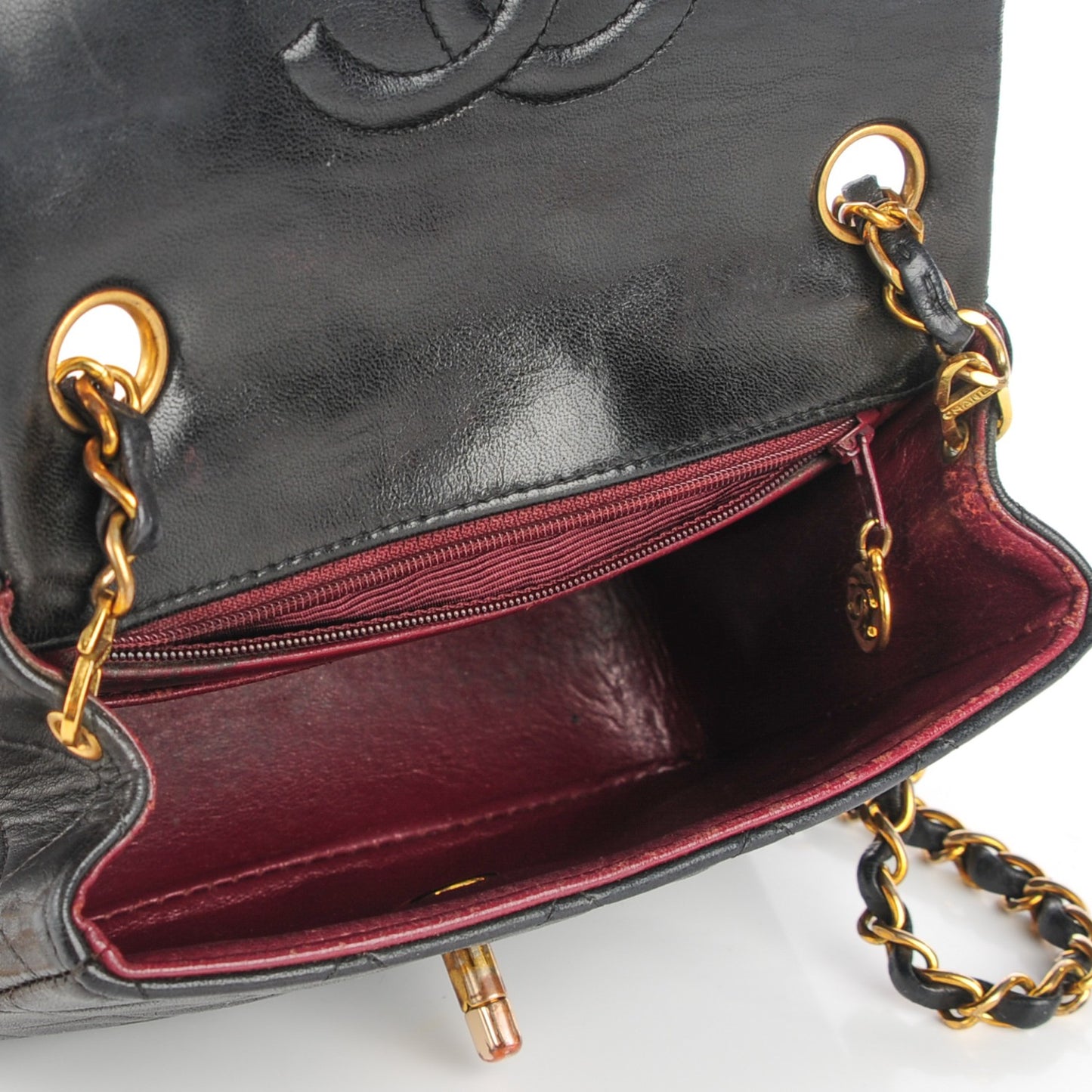Lambskin Quilted Mini Square Flap Black