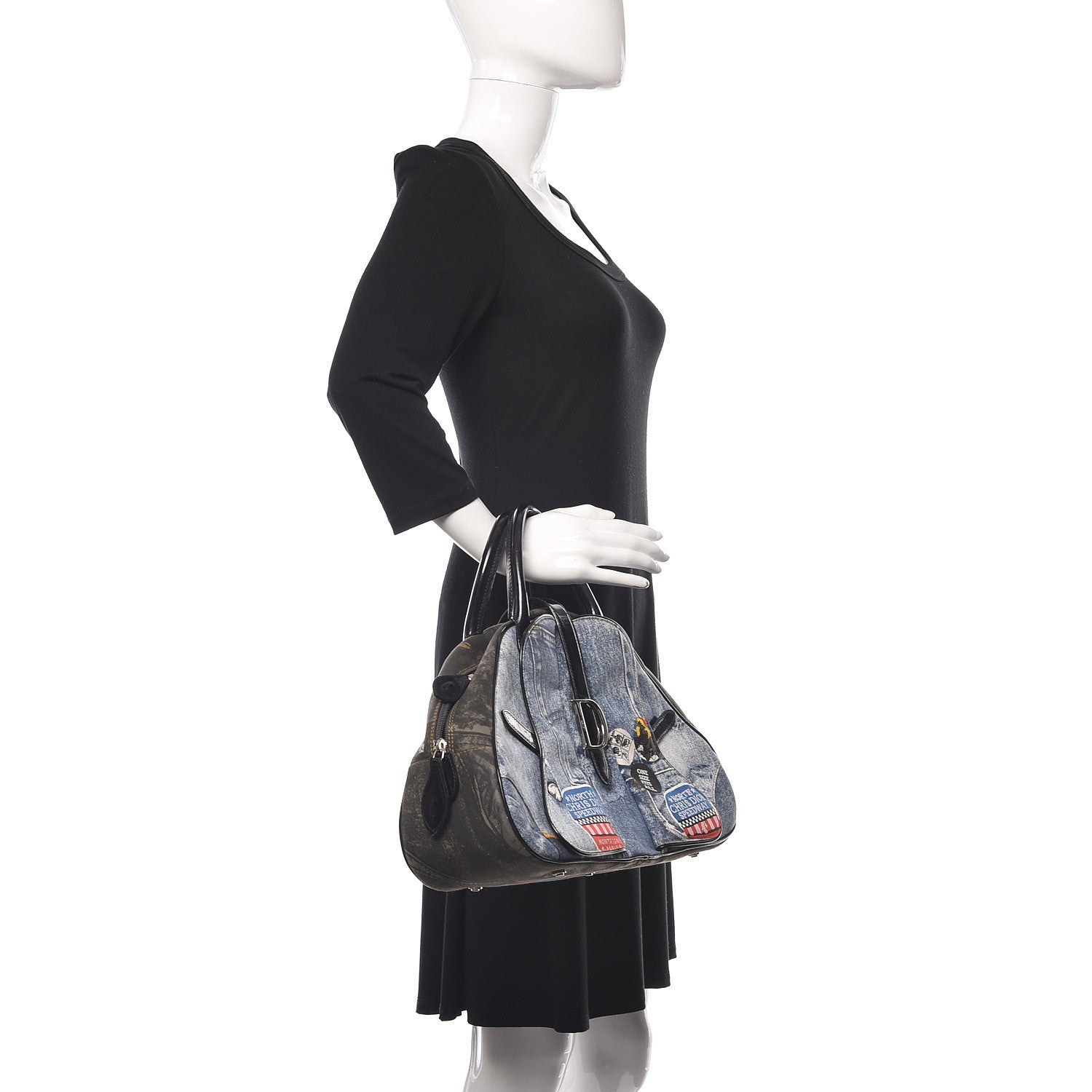 Christian Dior Denim Speedway Saddle Bowler Blue 2 of 15