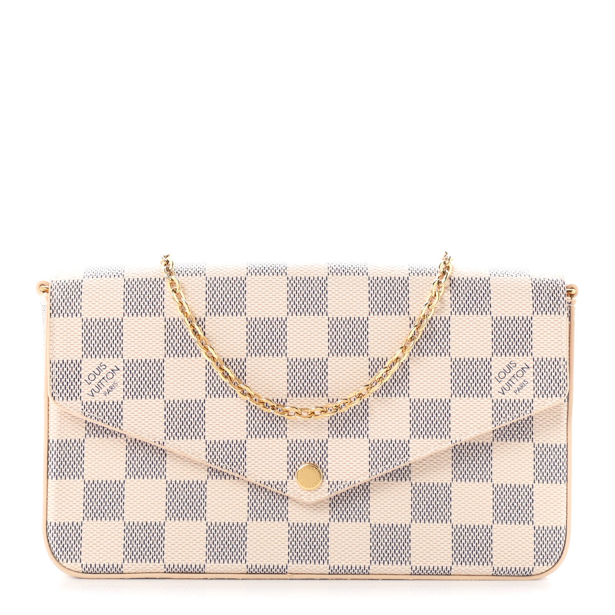 Louis Vuitton Damier Azur Pochette Felicie Chain Wallet Rose Ballerine 1 of 10