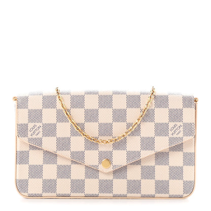 Louis Vuitton Damier Azur Pochette Felicie Chain Wallet Rose Ballerine 1 of 10
