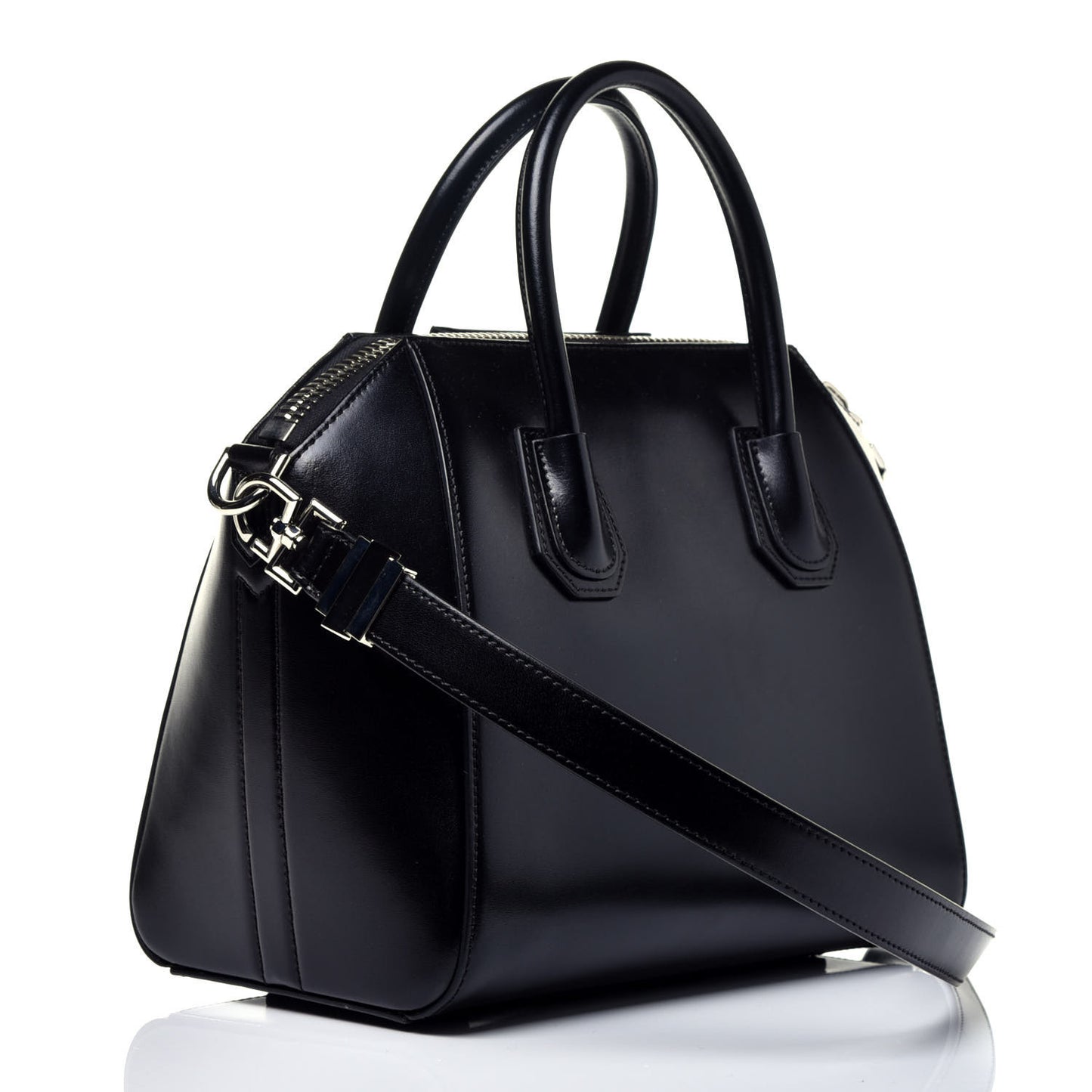 Shiny Lord Calfskin Small Antigona Black