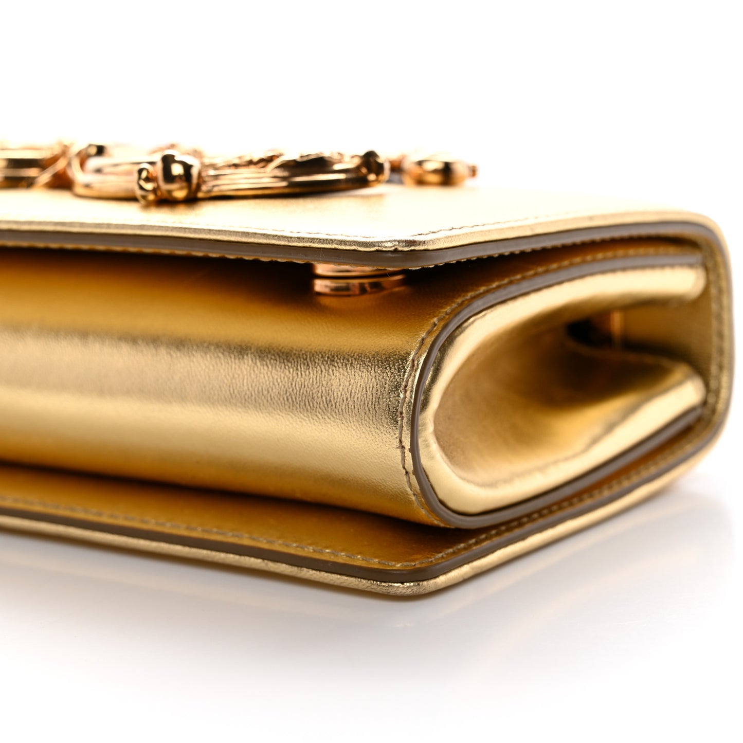 Metallic Calfskin DG Girls Shoulder Bag Gold