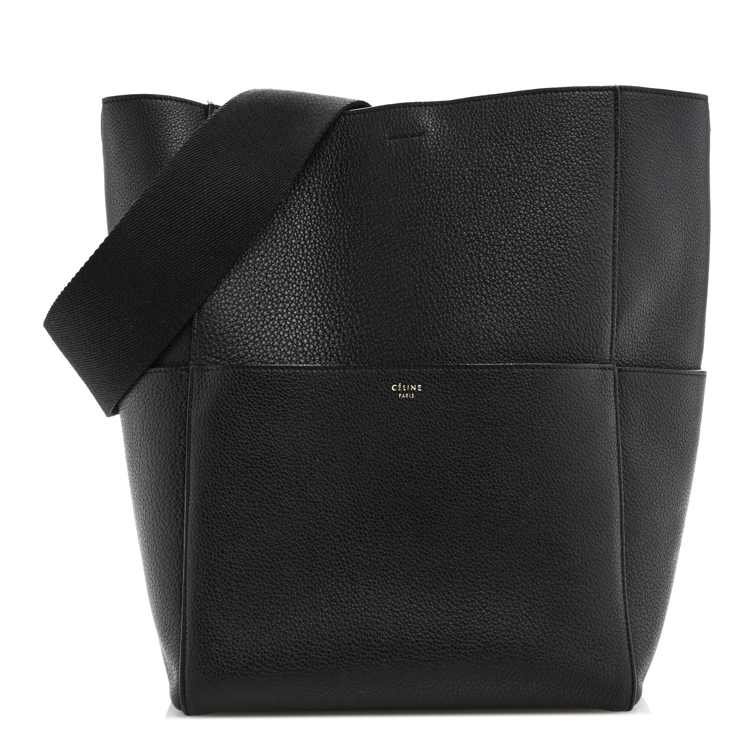 Celine Soft Grained Calfskin Sangle Bucket Bag Black 1 of 11