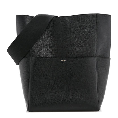 Celine Soft Grained Calfskin Sangle Bucket Bag Black 1 of 11