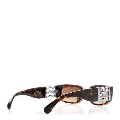 Chanel Acetate Glass Pearl Polarized Oval Sunglasses 5544 Tortoise 4 of 8