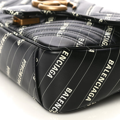 Gucci X BALENCIAGA Calfskin Matelasse Logo Print Small GG Marmont Shoulder Bag Black 10 of 11