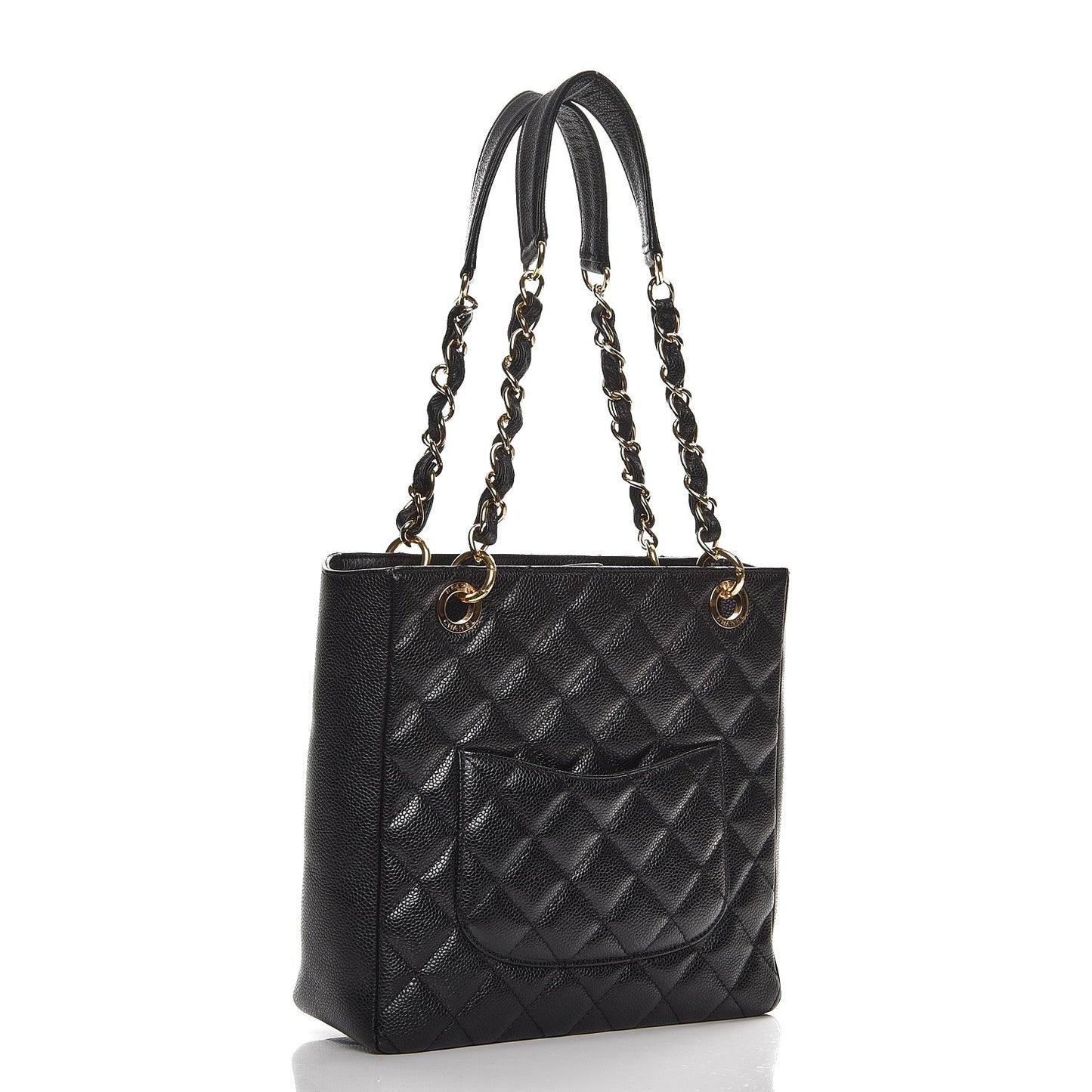 Caviar Quilted Petit Shopping Tote PST Black