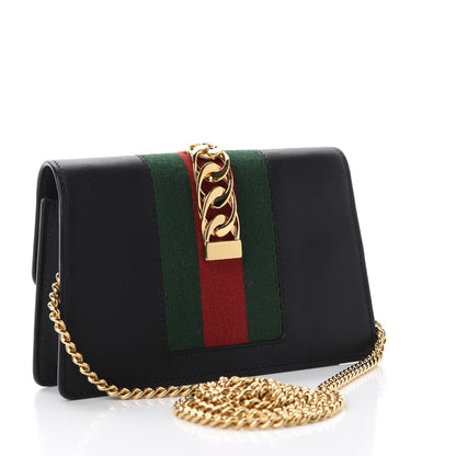 Gucci Calfskin Super Mini Sylvie Chain Shoulder Bag Black 3 of 10