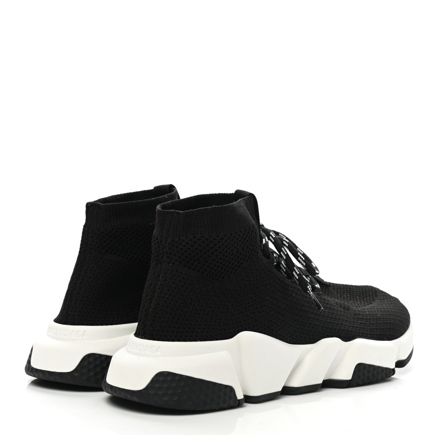 Recycled Knit Bi-Color Sole Womens Speed Lace Up Sneakers 40 Black White