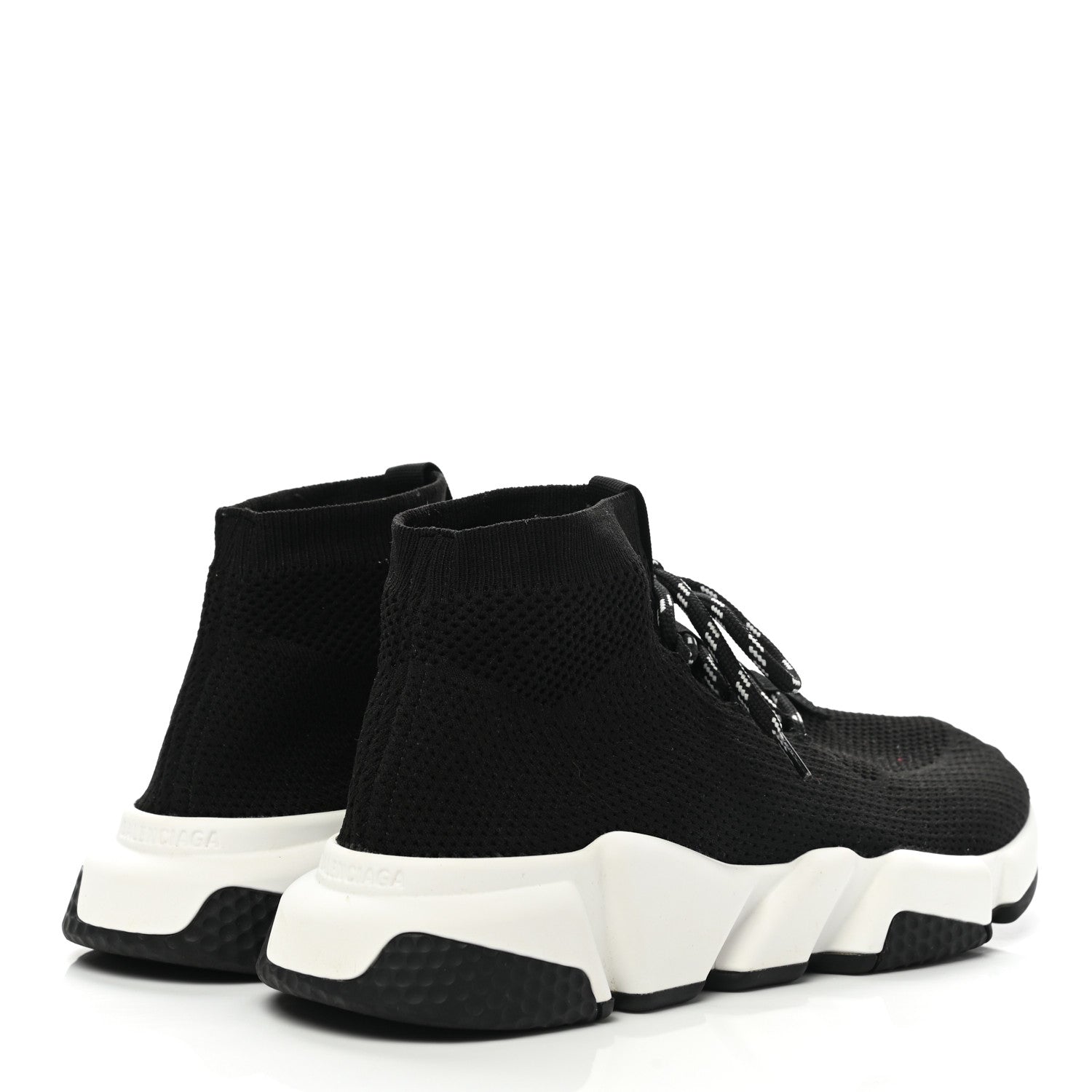Balenciaga Recycled Knit Bi-Color Sole Womens Speed Lace Up Sneakers 40 Black White 4 of 9