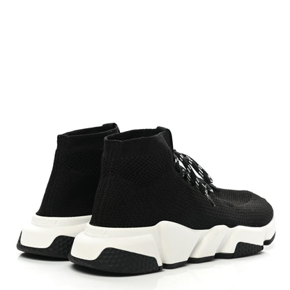 Balenciaga Recycled Knit Bi-Color Sole Womens Speed Lace Up Sneakers 40 Black White 4 of 9