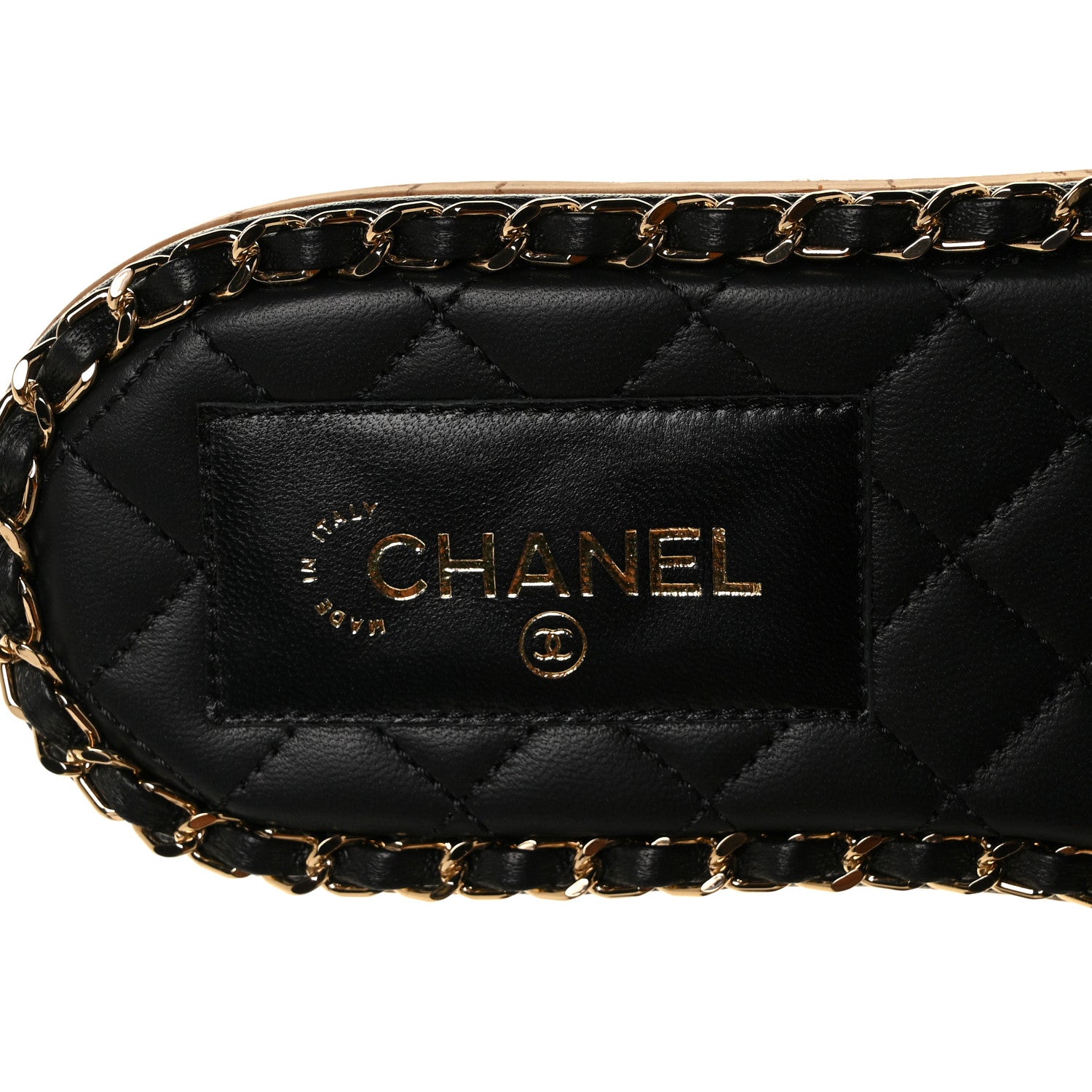 Chanel Lambskin Chain Cork Slide Sandals 39 Black 7 of 9