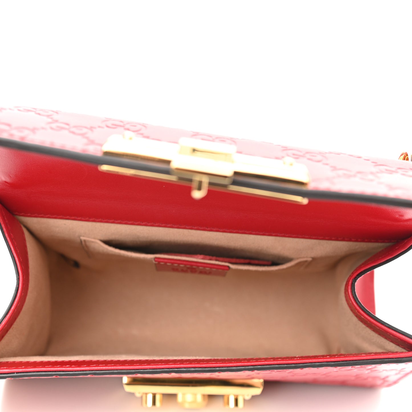 Guccissima Small Padlock Shoulder Bag Hibiscus Red