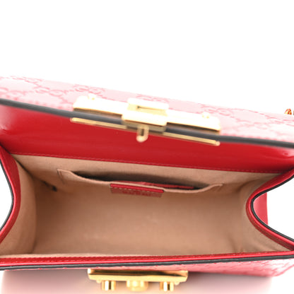 Gucci Guccissima Small Padlock Shoulder Bag Hibiscus Red 5 of 10