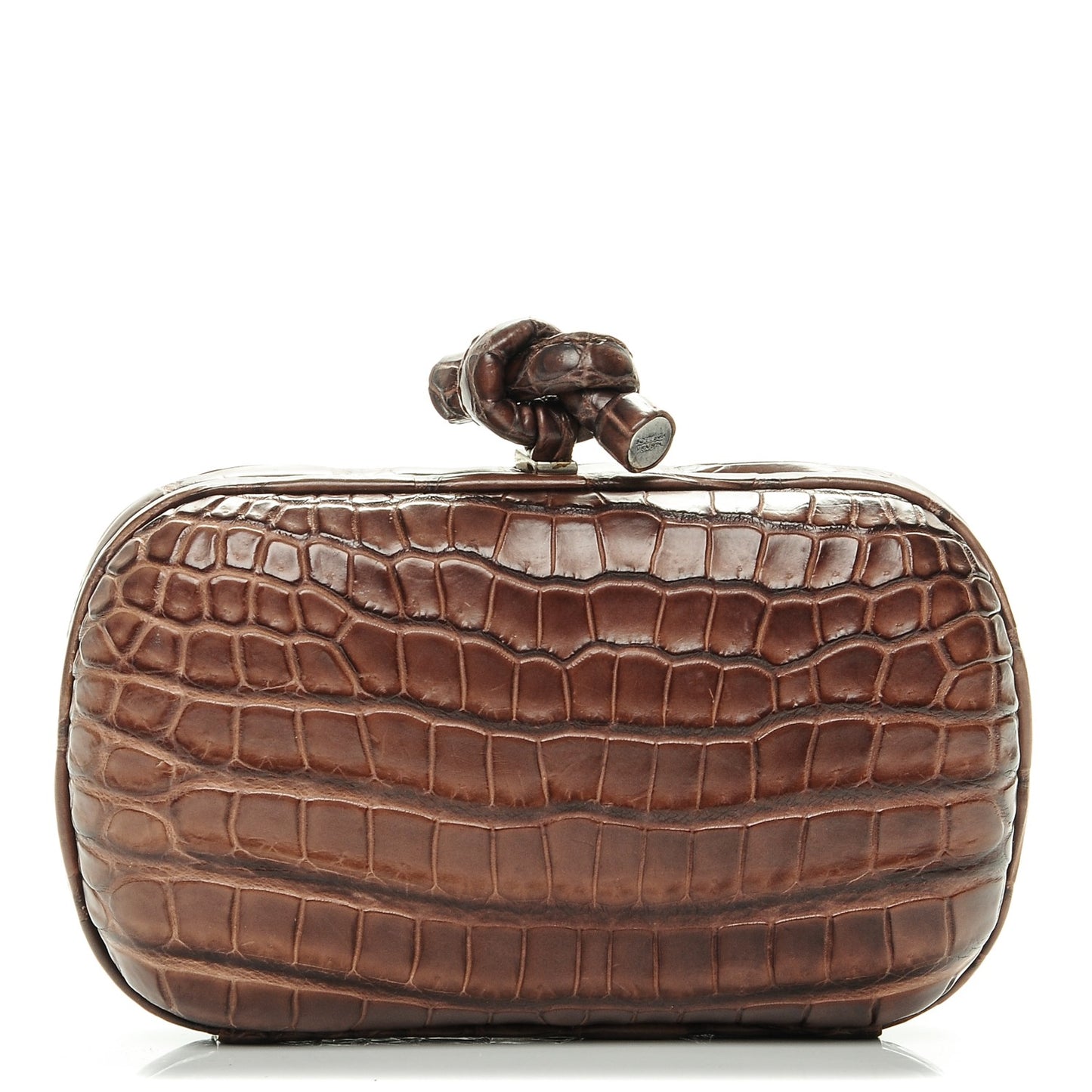 Crocodile Knot Clutch Brown